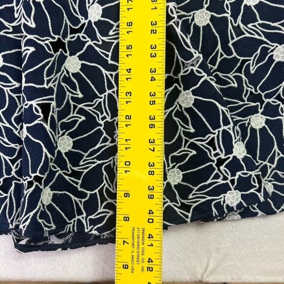 J.CREW Dress Women's Plus Size 16 Navy White Eyelet Midi Flounce Hem Overlay - Picture 4 of 12